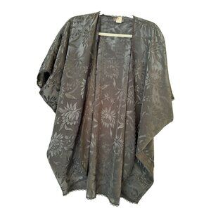 fredericks of hollywood vtg USA open Lace Trim Floral Cardigan Top Bed Jacket